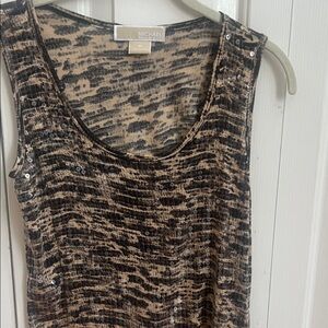 Michael Kors Animal Print Sequin Tank Top